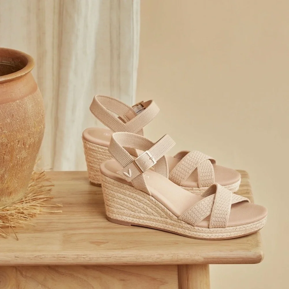 Vivaia Wedge Sandals Espadrille Ankle Strap Casual Summer Sandal Size 9.5 EUR 41